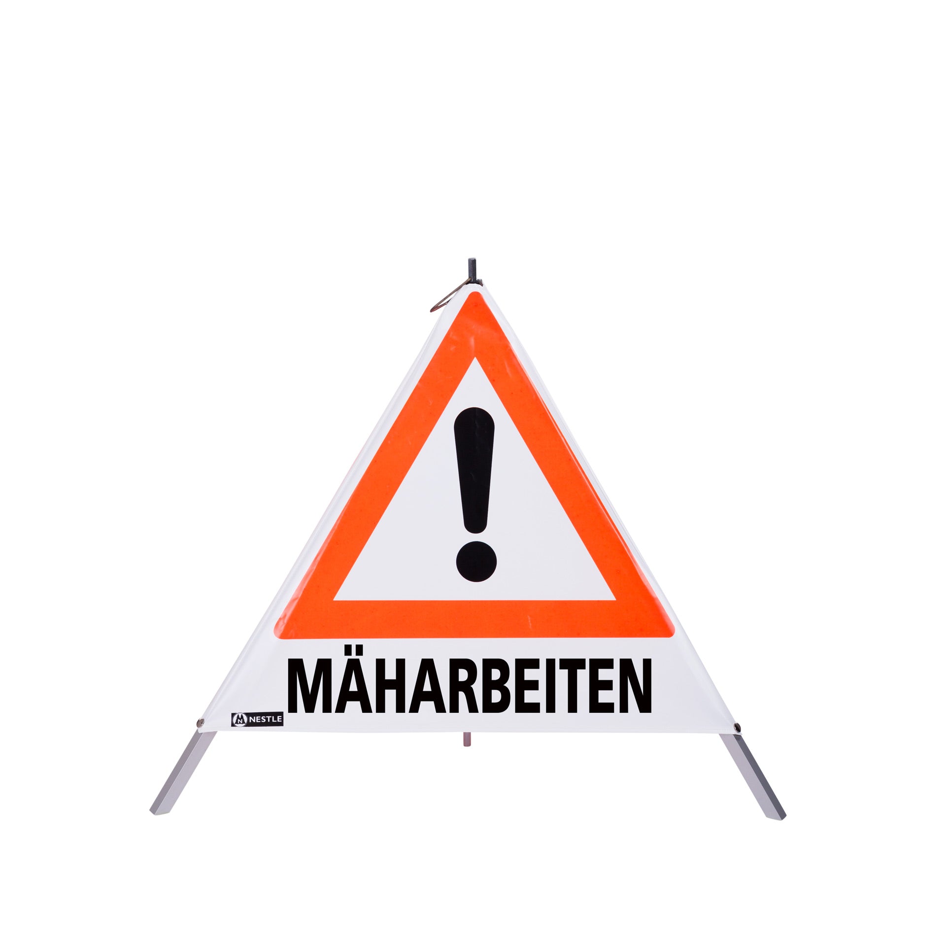 NESTLE Warnpyramide 70 cm, Achtung (VZ101), weiß, mit Mittelfuß NESTLE Warnpyramide 70 cm, Achtung (VZ101), weiß, mit Mittelfuß